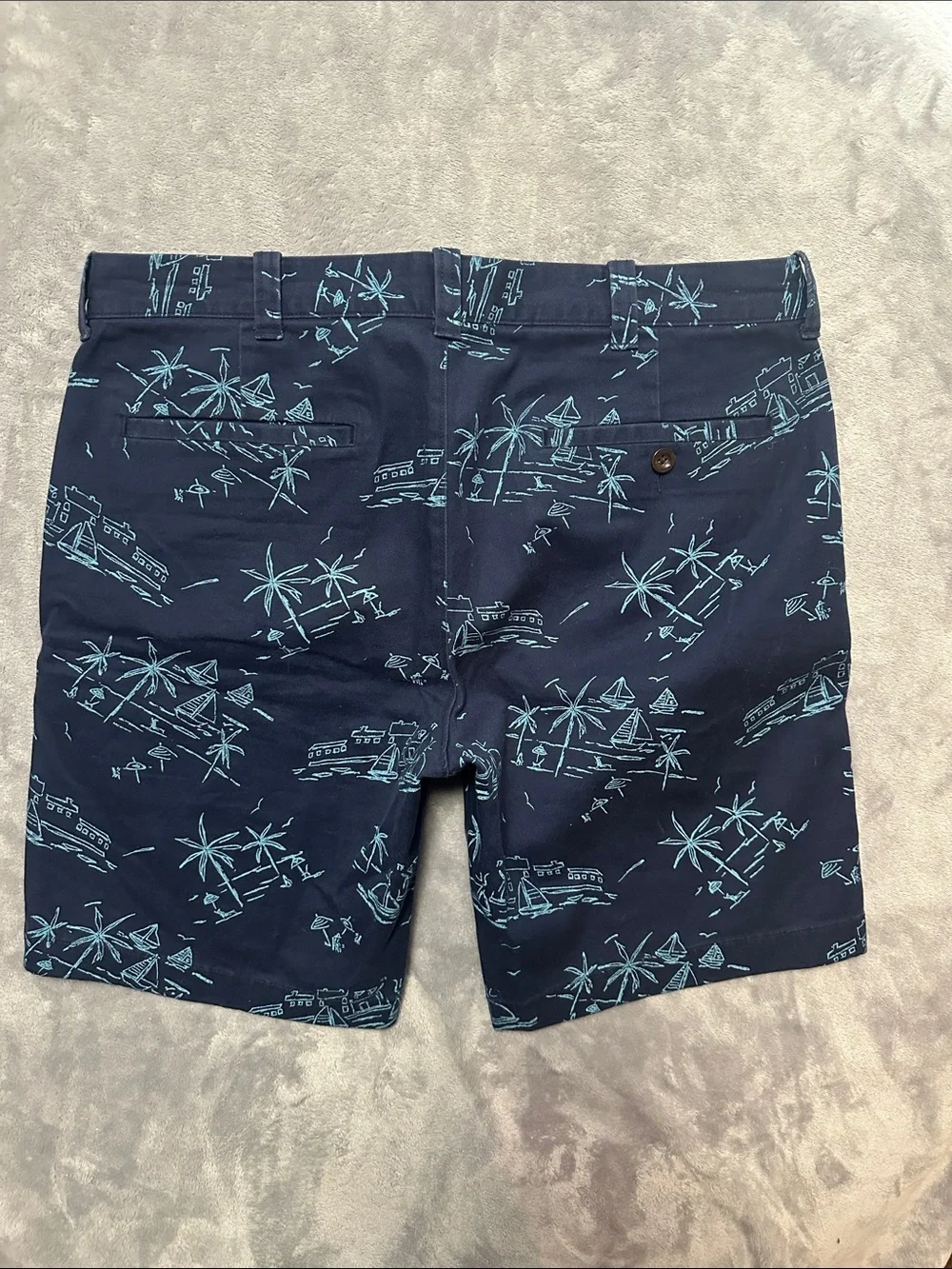 J. Crew menNavy Shorts stretch chino with Nautical Island Print S005